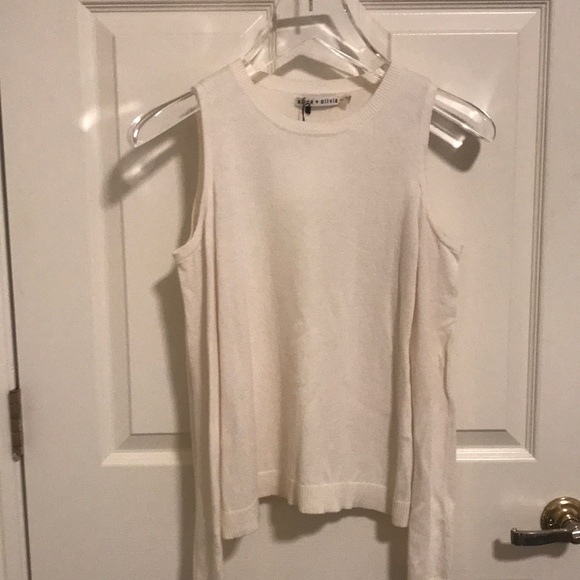 🦜🦢NWT Alice + Olivia Wade Cold Shoulder Knit Sweater Cashmere blend  XS 🦢🦜 - Picture 4 of 9